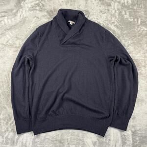 Gap Extra Fine Merino Wool Shawl Collar Sweater  Large Black